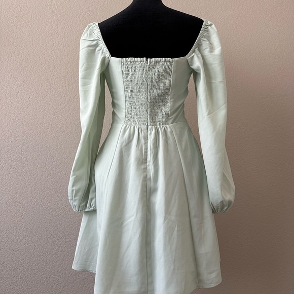 NEW ABERCROMBIE & FITCH Forest Green Chiffon Long Sleeve Short Dress, Small - Picture 5 of 8